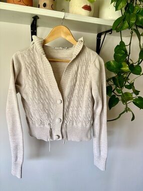 Classic Cream Cable Knit Button Cardigan